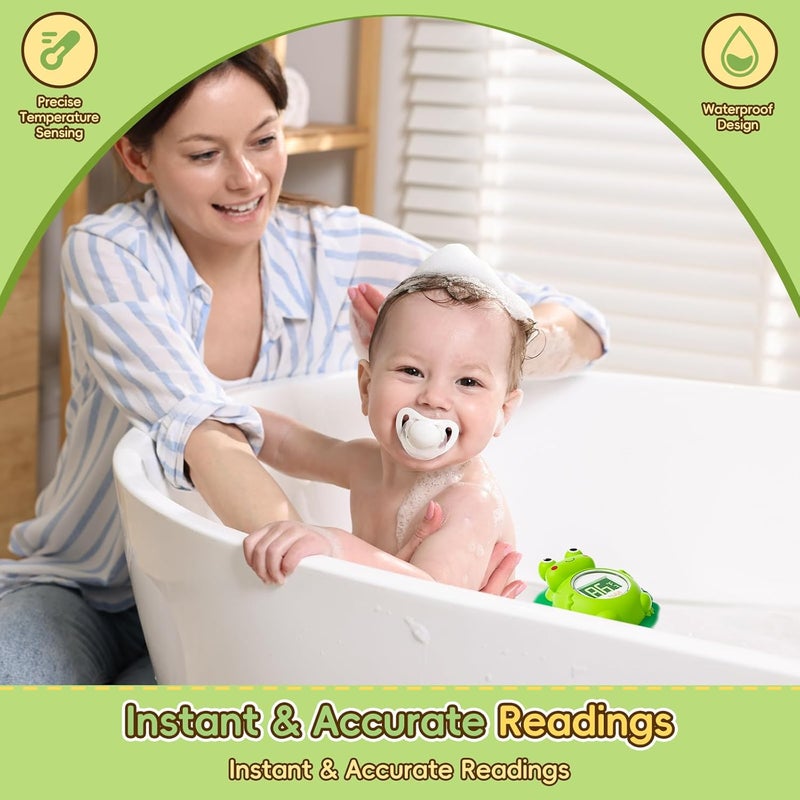 BH Rechargeable Baby Bath Thermometer, Floating Safety Toddlers Bathtub Thermometer for Accurately Measuring Toddler’s Tub Water Temperature, Newborn Shower Essentials, Cute Frog - Image 2